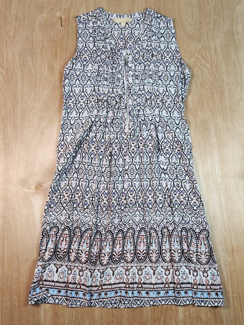 Hope And Harlow Womens Sleeveless Geometric Shift Dress With Zipper Front Size 8